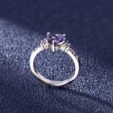 Fashion Ring 925 Silver Jewelry Heart Shape Amethyst Gemstone Rings for Female Wedding Promise Party Ornament