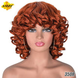Short Hair Afro Curly Wig With Bangs Loose Synthetic Cosplay Fluffy Shoulder Length Natural Wigs