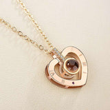 Projection Valentine or Romantic Heart Necklace & matching Ring Set Projection I Love You SET