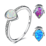 Rings Fire Opal Luxury 925 Sterling Silver Jewelry Water Drop Birthstone Ring women fashion