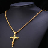 Necklace Religious Jesus Cross Men Women Fashion Gold and Silver Cross Pendent