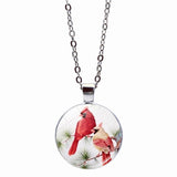 Fashion Women Jewelry Sets Cabochon Pendant Necklace Bracelet Earrings Jewelry Set Cardinal Bird Time Stone for Ladies Party